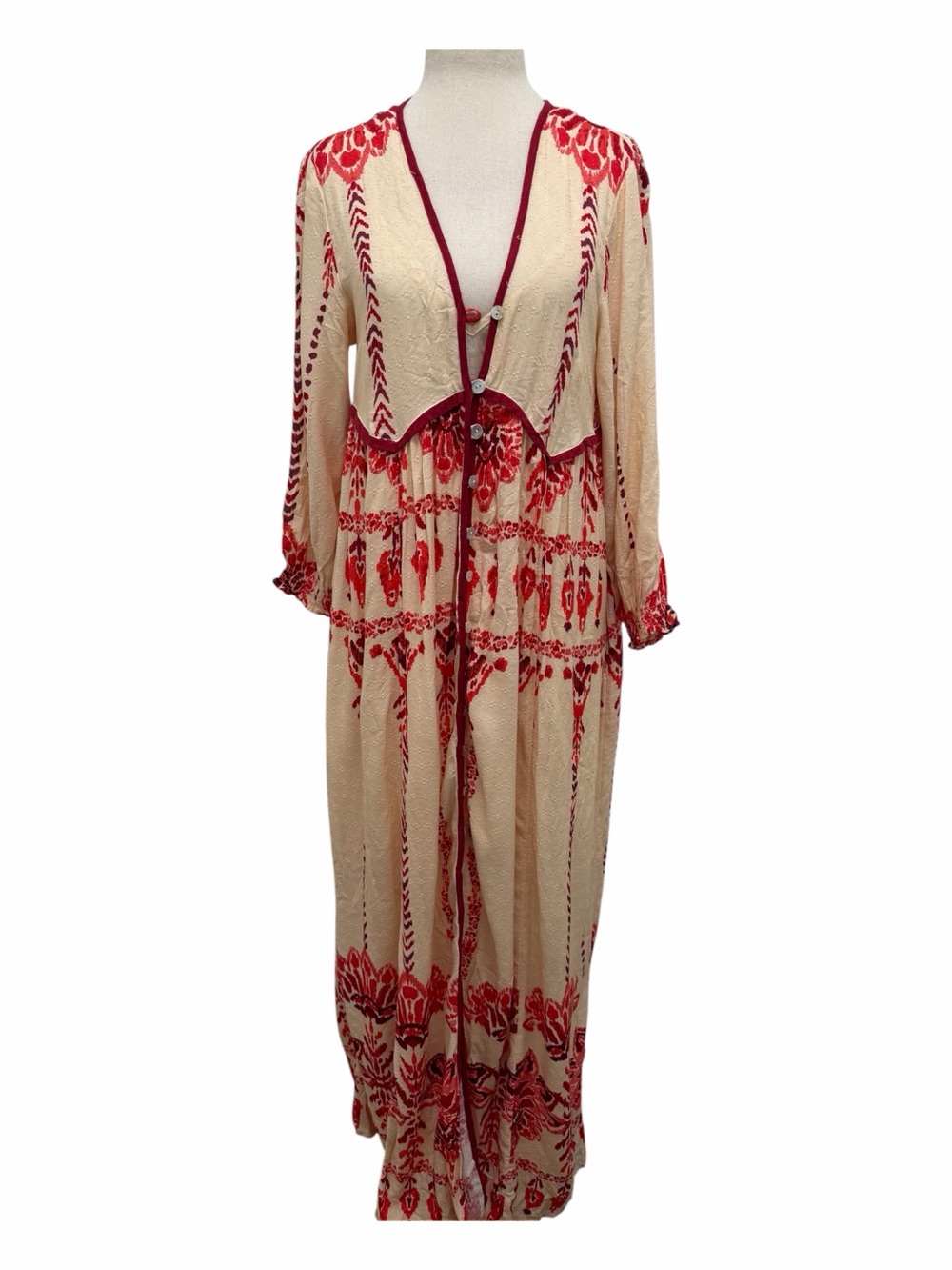 Free People Foley Tea Combo Ivory Maxi Dress Size X-Small